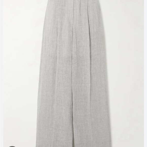 NWT BLUE Saks Fifth Avenue Linen Wide Leg Light Gray Pull On Pants Sz XL - Picture 1 of 11